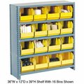 Global Industrial Steel Closed Shelving, 42 Yellow Plastic Stacking Bins 11 Shelves 36x12x73 603266YL